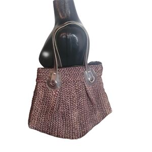Elegant Straw Woven Brown Tote Bag